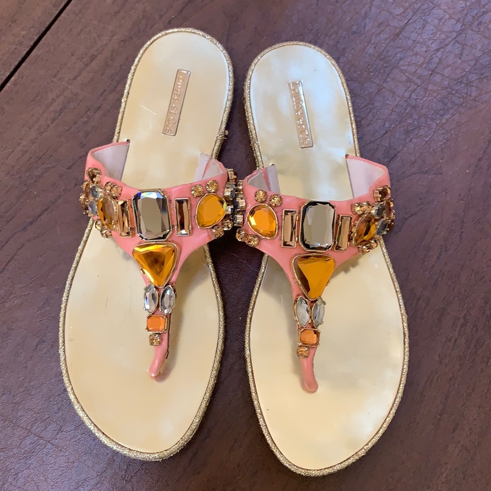 Louise et Cie Orange flats  Jeweled  Sandals